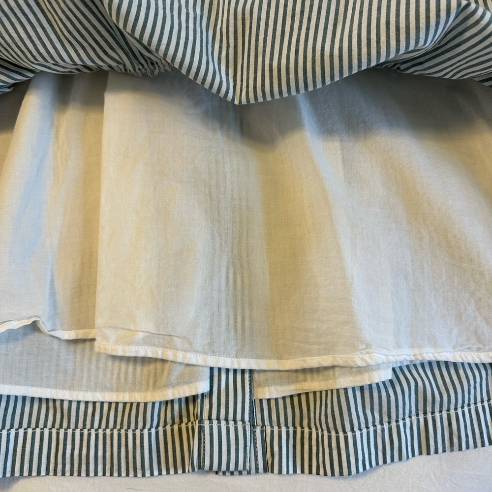GAP Short Sleeved Button Tiered Mini Olive Green Striped Shirt Dress Size Small - Picture 7 of 10